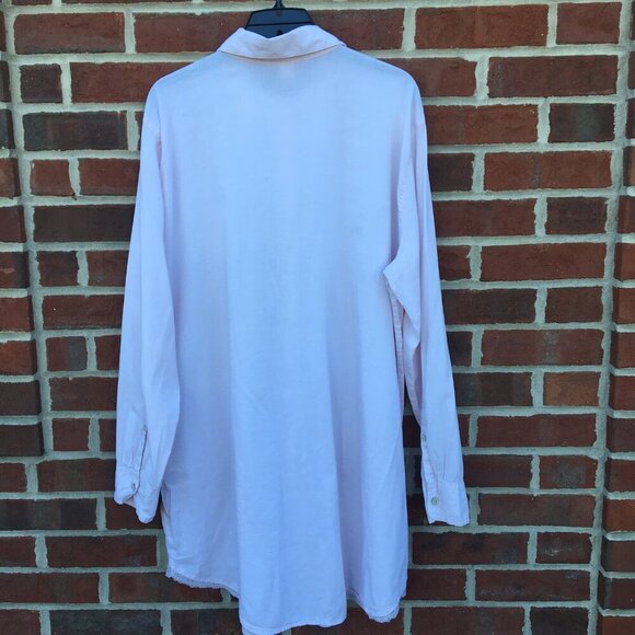 Victoria's Secret Button-Up Shirt Gown Large Pale Pink Long Sleeve Lace Trim - Picture 2 of 8